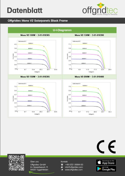 Offgridtec 50 Watt Solar Panel/Solar Panel/Solar Panel 12 V 3/001260 - C & M Navigation Systems 