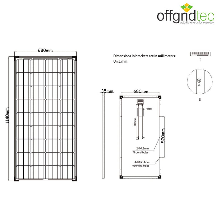 Offgridtec 50 Watt Solar Panel/Solar Panel/Solar Panel 12 V 3/001260 - C & M Navigation Systems 