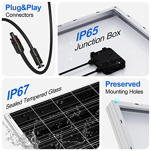 ECO-WORTHY 100W 12 Volt Solar Panel Monocrystalline 100 Watt Solar Module for Battery Charging - C & M Navigation Systems 