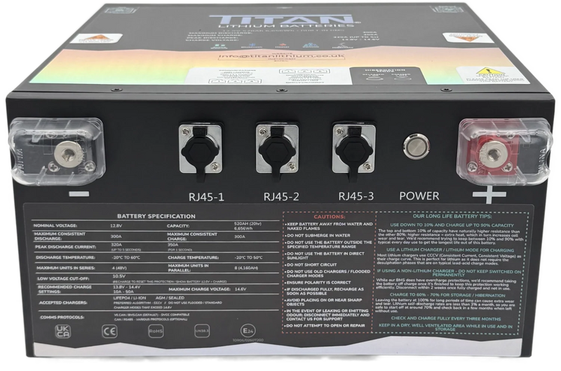 TITAN 12V 520Ah Lithium Leisure Battery (Dual DIN)