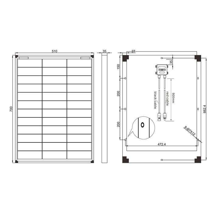 SolarV Eco Line ES60M36 Enjoysolar 60W Monocrystalline Solar Panel with 12 V Solar Module, Ideal for Motorhomes, Garden Sheds, Boats - C & M Navigation Systems 