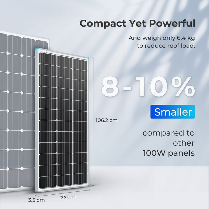 Renogy 100W Solar Panel 12 Volt High-Efficiency Monocrystalline Module PV Power for Motorhome, Boat, Caravan, Campervan and Off-Grid Applications - C & M Navigation Systems 