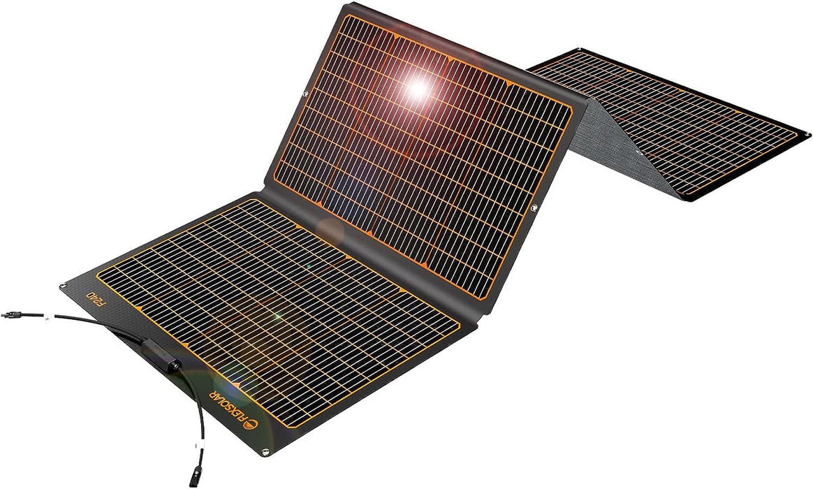 60W 19.8V Foldable Solar Panel Kit,Monocrystalline Solar Cell Solar Charger with USB Outputs and 4-in-1 Connector for Smartphones, Tablets, Laptops, and Power Stations - C & M Navigation Systems 