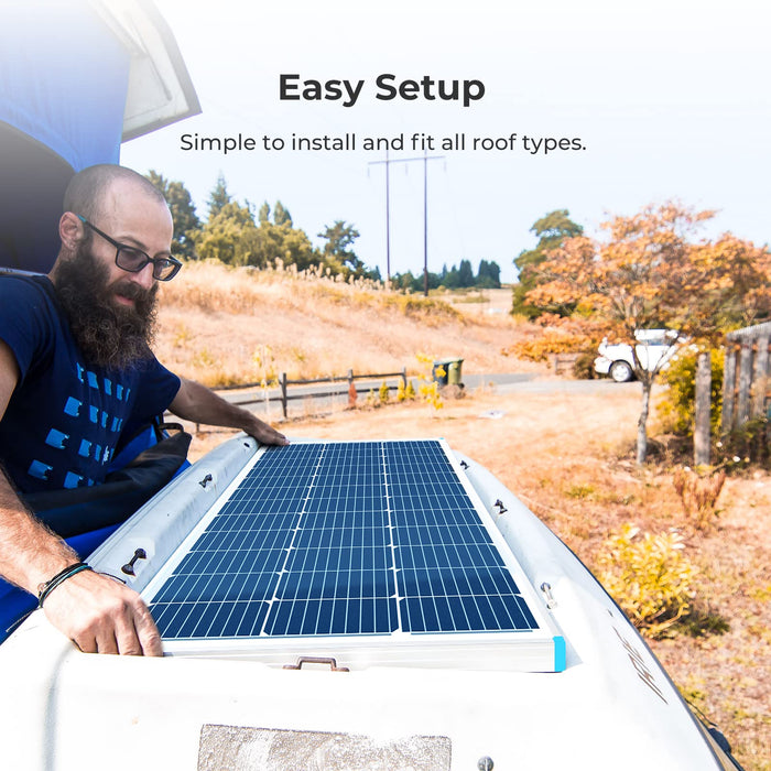 Renogy 100W Solar Panel 12 Volt High-Efficiency Monocrystalline Module PV Power for Motorhome, Boat, Caravan, Campervan and Off-Grid Applications - C & M Navigation Systems 