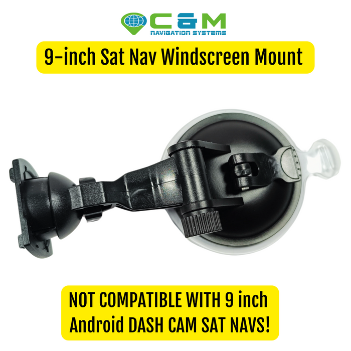 9-inch Windscreen Bracket with Suction Cup (NOT compatible with 9 inch Android Sat Navs and DashCam)