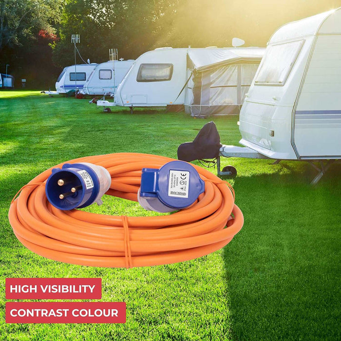 GADLANE 10M Extension Lead - Heavy Duty Caravan Hook Up Cable, 16 Amp Cable 240V Camping Extension Lead, High Visibility, Orange Mains Power Cable - Ideal for Campervans & Motorhomes (10 Metres)