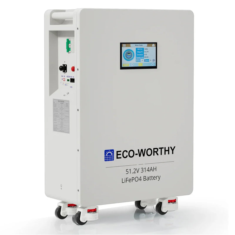 ECO-WORTHY 51.2V 314Ah LiFePO4 Home Battery, 16kWh Lithium Solar Storage with 5-Year Warranty