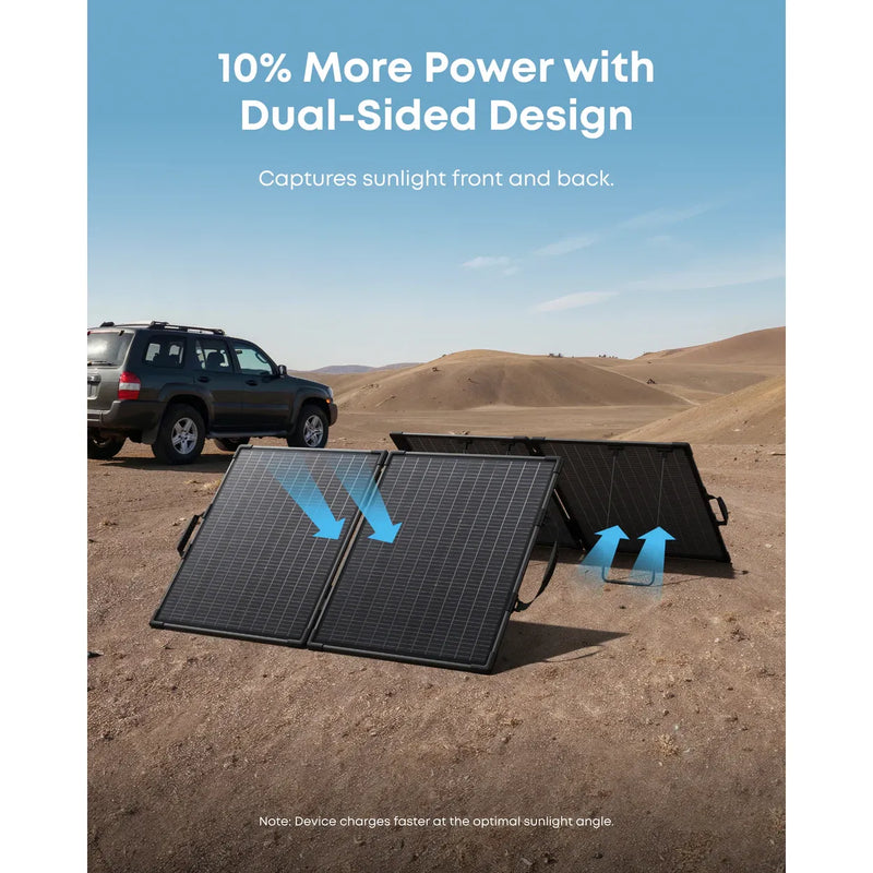 Anker SOLIX PS100 Bifacial 100W Portable Solar Panel, IP68 Waterproof Foldable Solar Charger for Camping, RV, and Power Stations