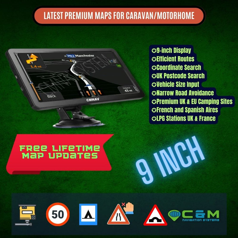 9" CMNAV Starter Camper Plus (128 MB RAM) - C & M Navigation Systems 