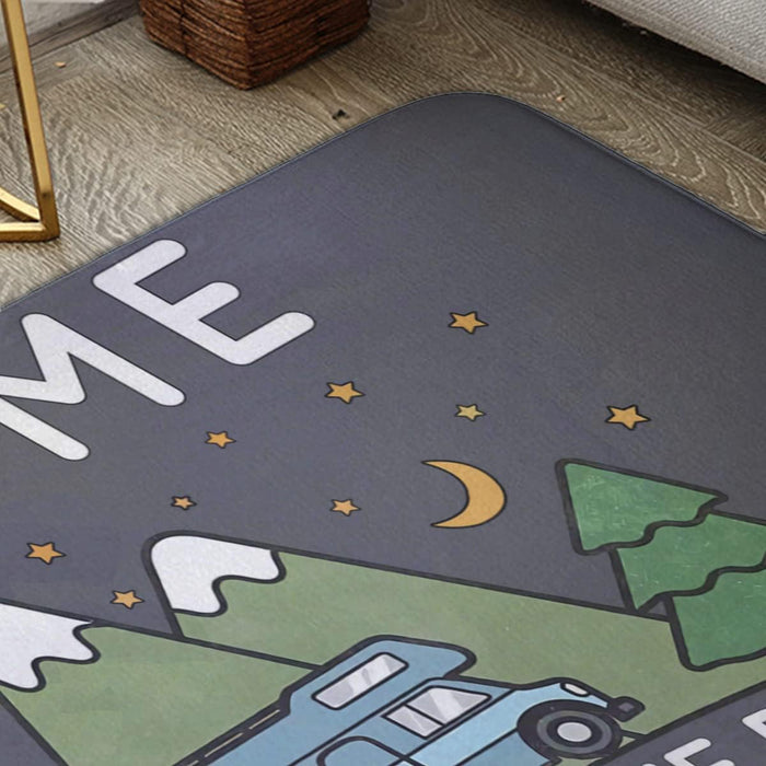 Rajfoo Camping Home Is Where We Park It Campervan Gift Carpets Home Door Mats Anti Slip Entrance Rugs Doormats 40 x 60 CM - C & M Navigation Systems 