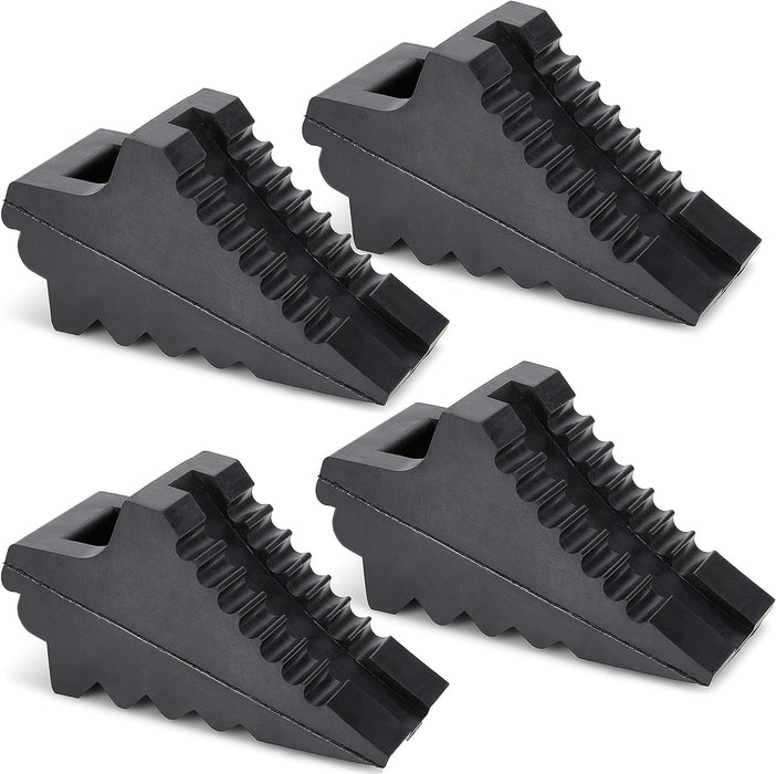 AFA Tooling - Set of 4 Heavy Duty Rubber Wheel Chocks w/Ez-Carry Handles | RV Chock Block for Front and Back Tires | Quick Grip Ribbed Design | Great for Your Camper, Trailer, RV, Truck, Car or ATV - C & M Navigation Systems 