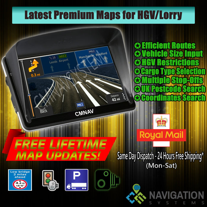 7" CMNAV STARTER Truck (128 RAM) - 2020 EU + UK Maps and Premium POIs - C & M Navigation Systems 