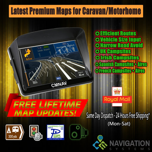 7" CMNAV STARTER Camper (128 RAM) - 2020 EU + UK Maps and Premium POIs - C & M Navigation Systems 