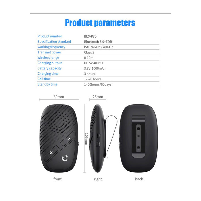 Vehicle Bluetooth Hands-Free Phone Calls Speaker (USB rechargeable battery) vers. 2 - C & M Navigation Systems 